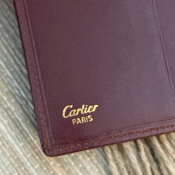 EUC CARTIER Bordeaux Burgundy Leather Double Sided, Card/Coin/Money Wallet - Picture 4 of 15